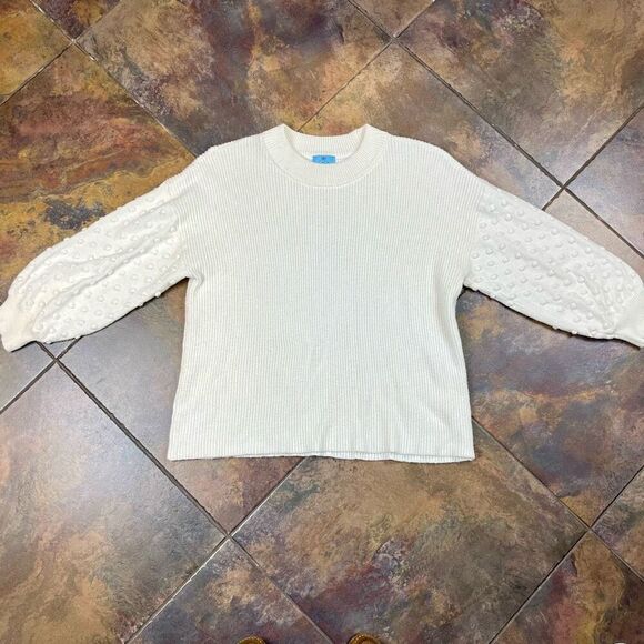 Cece Cream 3D Polka Dot Long Sleeve Sweater 3X - Picture 5 of 9